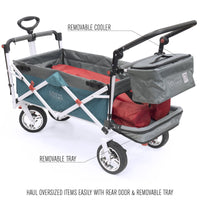 Thumbnail for push-pull-silver-series-plus-folding-wagon-stroller-with-canopy-teal
