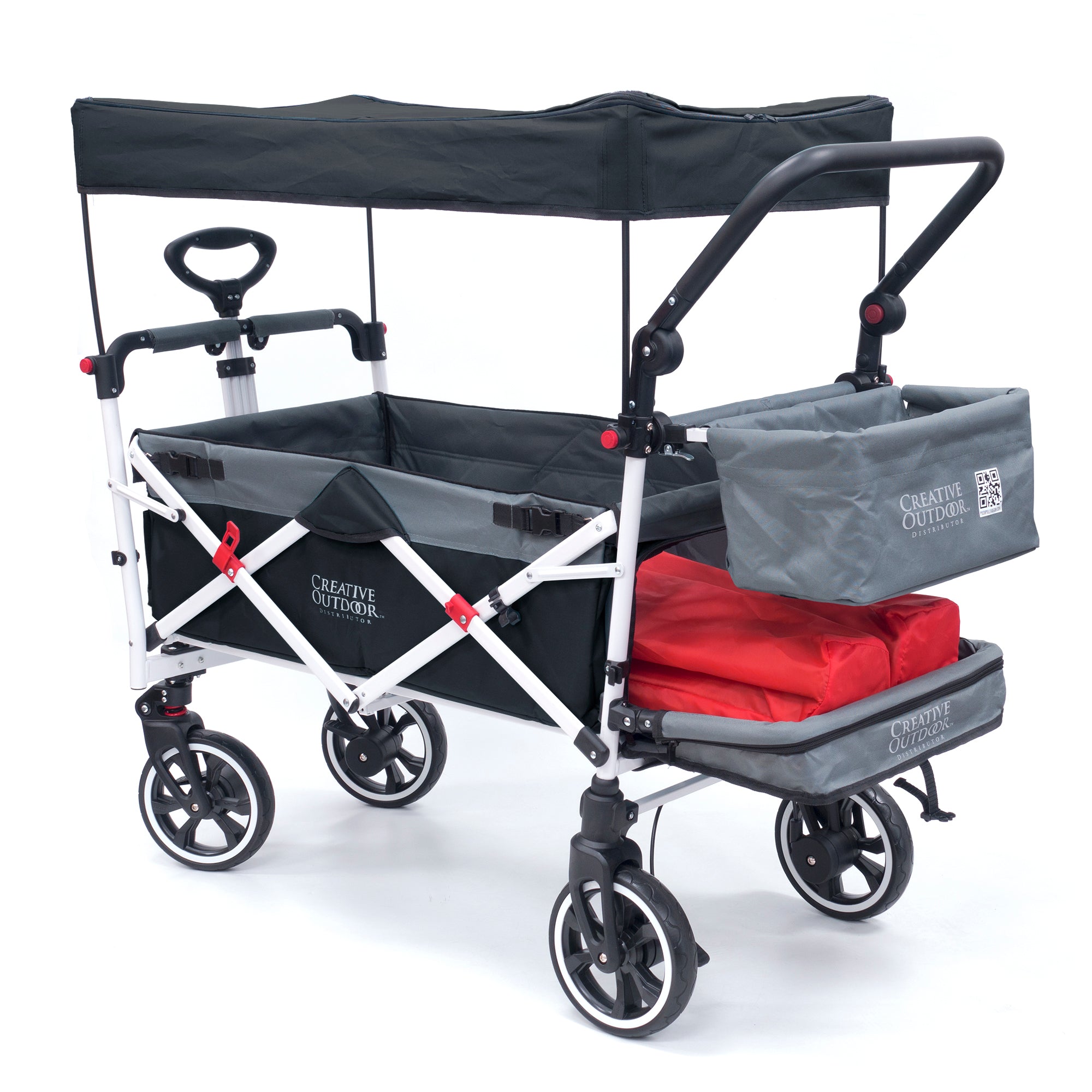 Wagon with shop stroller handle