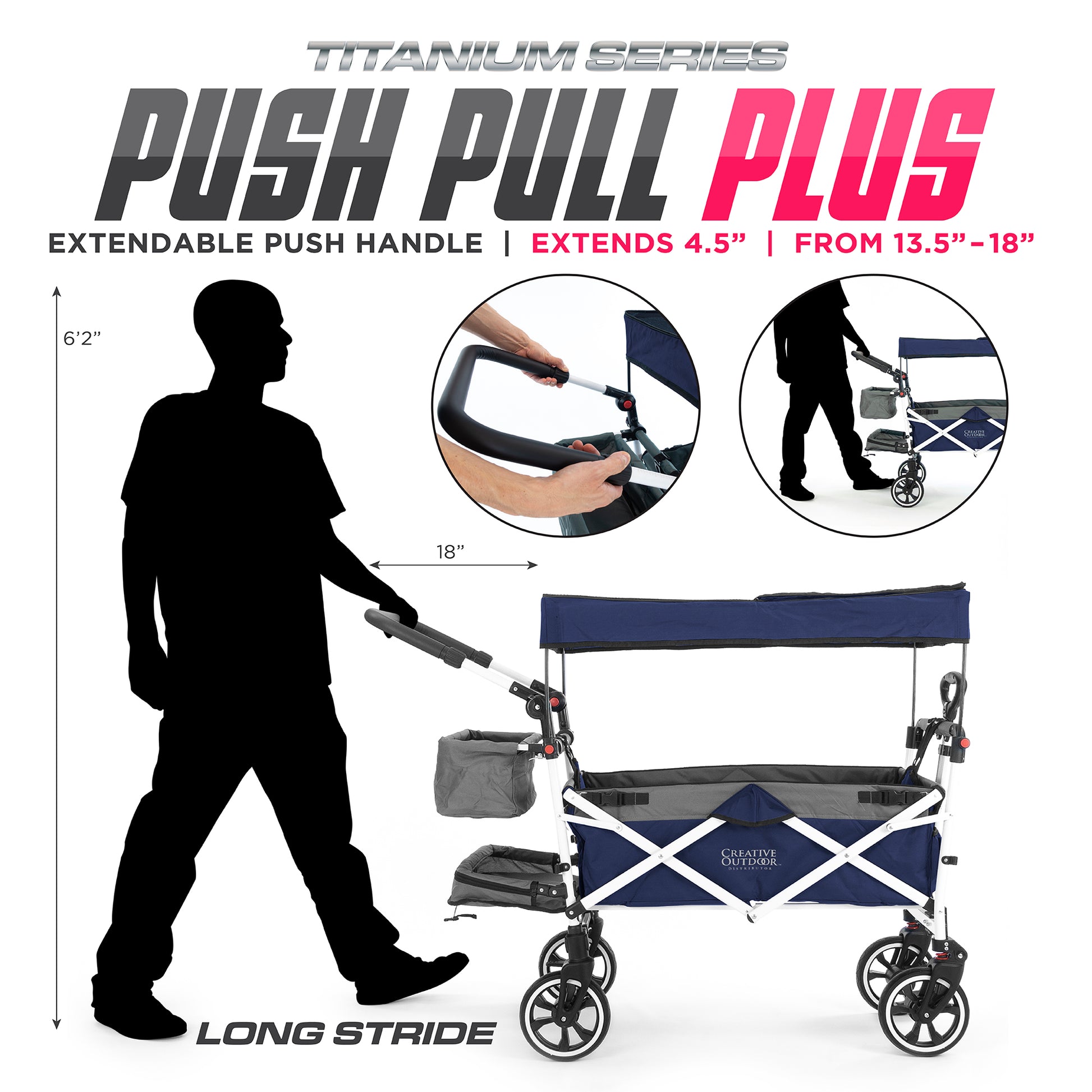 push-pull-titanium-series-plus-folding-wagon-stroller-with-canopy-navy-blue