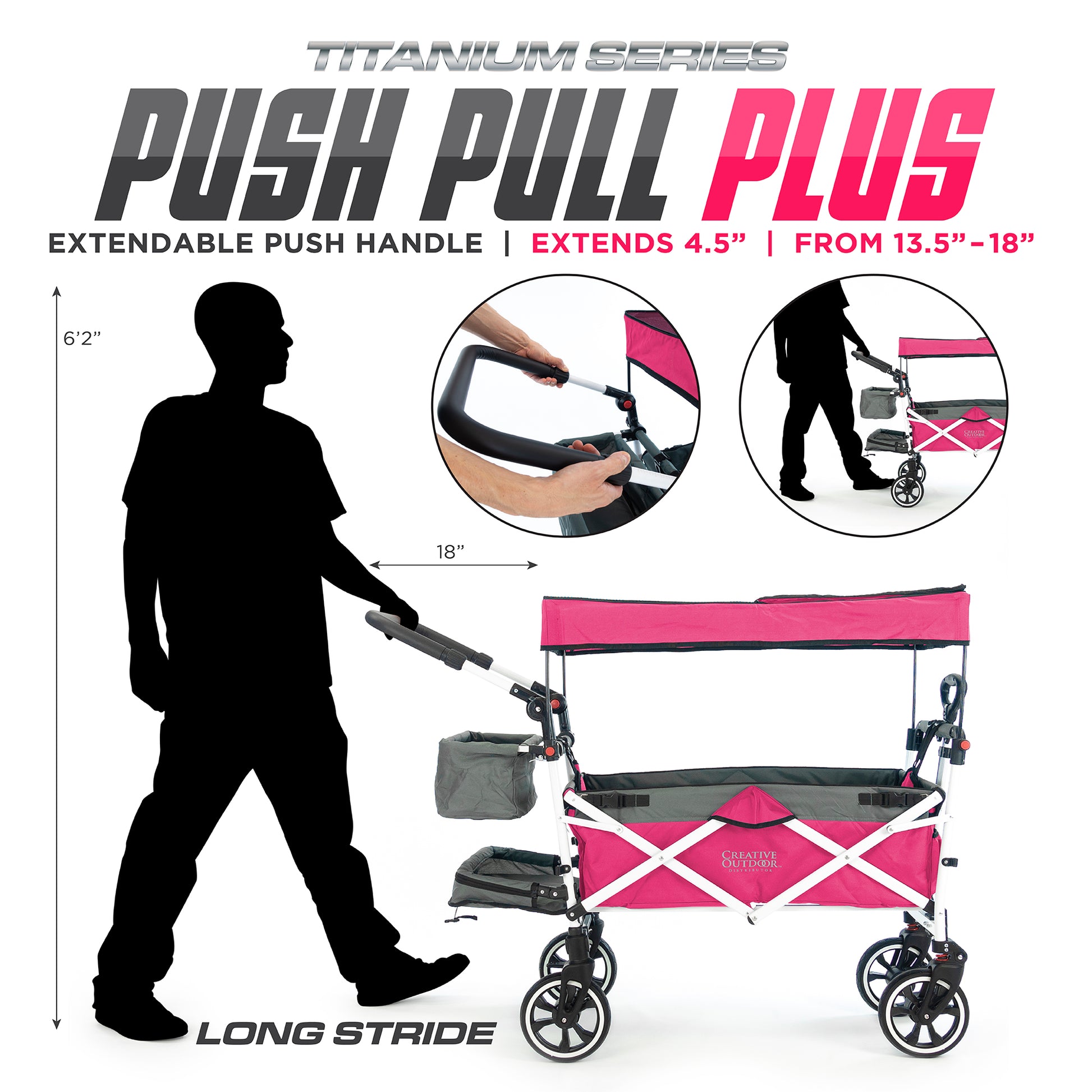 pink stroller wagon Push pull collapsible wagon stroller with canopy
