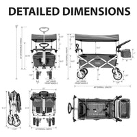 Thumbnail for push-pull-titanium-series-plus-folding-wagon-stroller-with-canopy-red