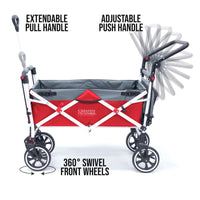 Thumbnail for push-pull-titanium-series-plus-folding-wagon-stroller-with-canopy-red