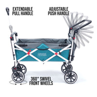 Thumbnail for push-pull-titanium-series-plus-folding-wagon-stroller-with-canopy-teal