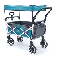 Thumbnail for push-pull-titanium-series-plus-folding-wagon-stroller-with-canopy-teal