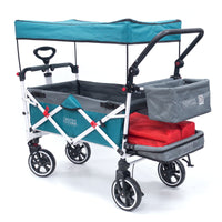 Thumbnail for push-pull-titanium-series-plus-folding-wagon-stroller-with-canopy-teal