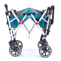 Thumbnail for push-pull-titanium-series-plus-folding-wagon-stroller-with-canopy-teal